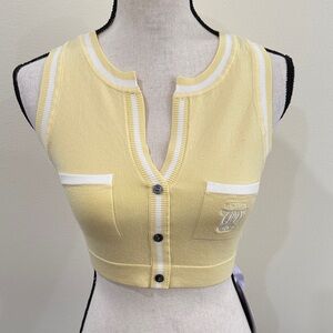 Wiskii Micro Knit Button Yellow Tank Top Size Medium